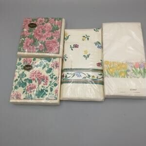 Lot 4 Floral Dinner 3 Ply Paper Napkins ~ Caspari, Contempo, Mimi Et Cie NEW